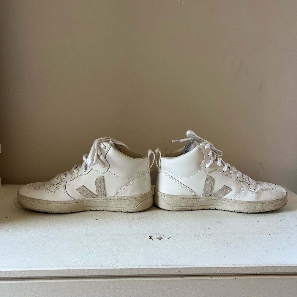 Veja V-15 High Top Lace-Up Sneakers White Neutral Women’s Size 9 - Picture 4 of 5